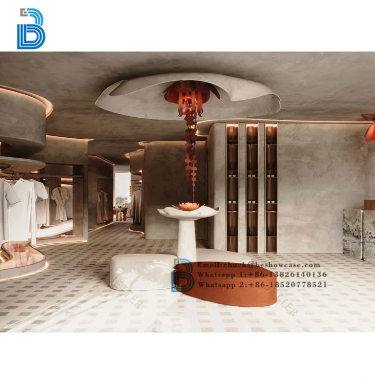 Modern Ladies Clothing Store Interior Design Display Rack Clothing Store Shelf Display Customization Clothing Store Furniture