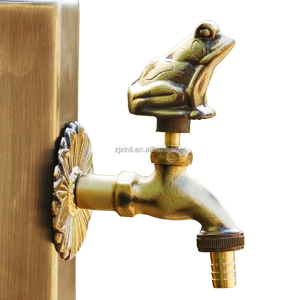 X5685 Brass Material Antique And Bronze Color Artistic Animal Frog Shape Of Garden Bib Tap