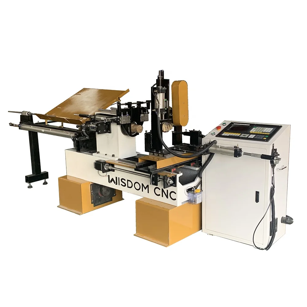 Wisdom CNC Automatic feeding mini small cnc wood turning sanding lathe machine price