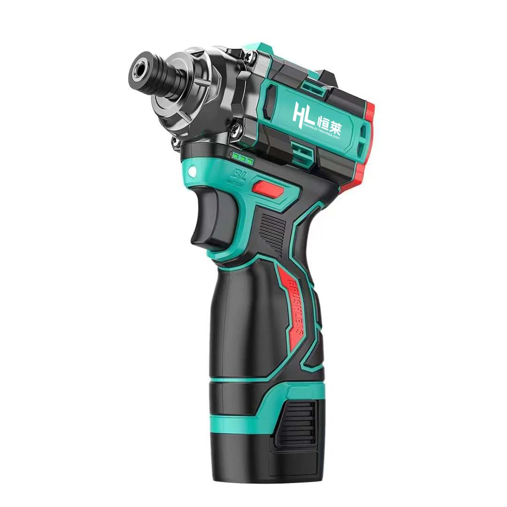 HENGLAI Wireless Brushless Screwdriver 1/2 Cordless Impact Driver Rechargeable Battery Screw Driver Electric Power