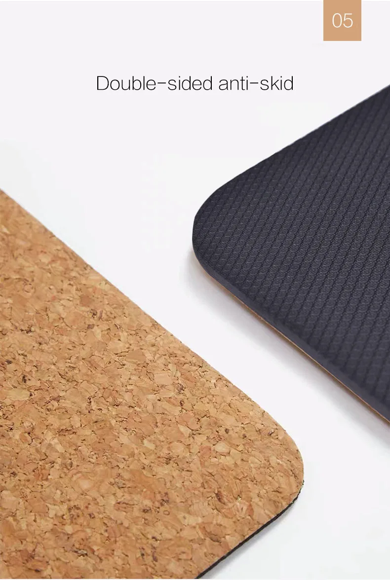 Sunframe non-slip cork yoga mat Eco friendly  TPE no creases no smell Extra thick Extra Large 183x65cm 7mm