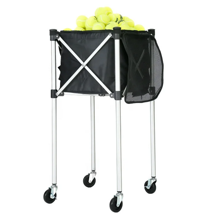High Quality Low Price Multi Functional Foldable Portable Tennis Ball Cart Basket On Wheels