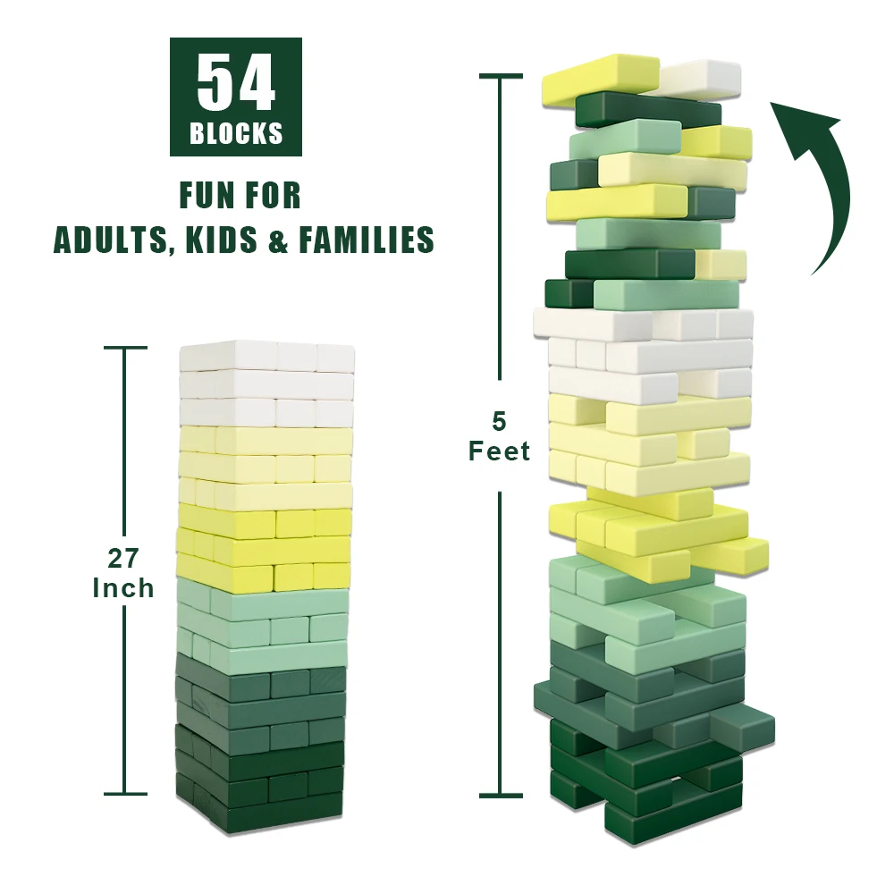 SunNordic In Stock 5ft Pine Wooden Building Block Set Giant Tumbling Tower Toy for Outdoor Garden games