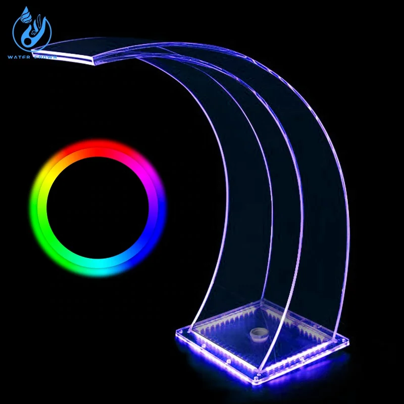 FACTORY supply Acrylic made waterfall shower with light for swimming pools/spa/hot tube use