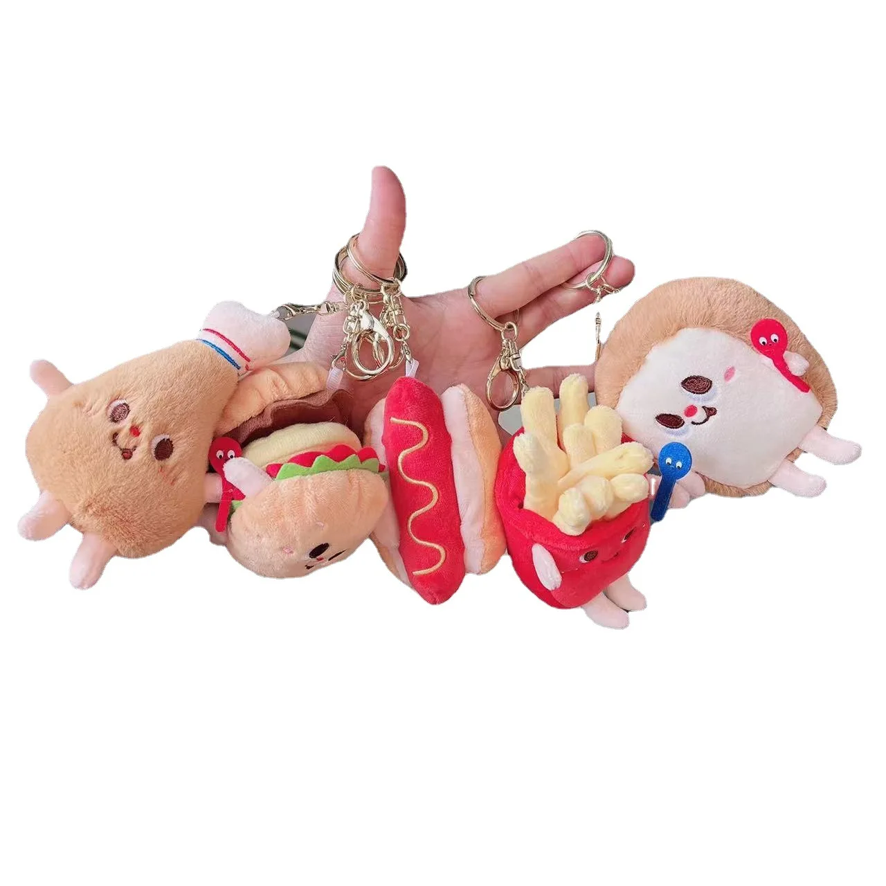 Cute plush pendant hamburger hot dog chicken leg doll plush keychain toy