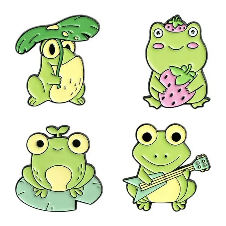 Cute Glitter Animal Mushroom Brooch Lapel Pin Badge Silk Screen Printing Tiny Frog Soft Hard Custom Pins Enamel