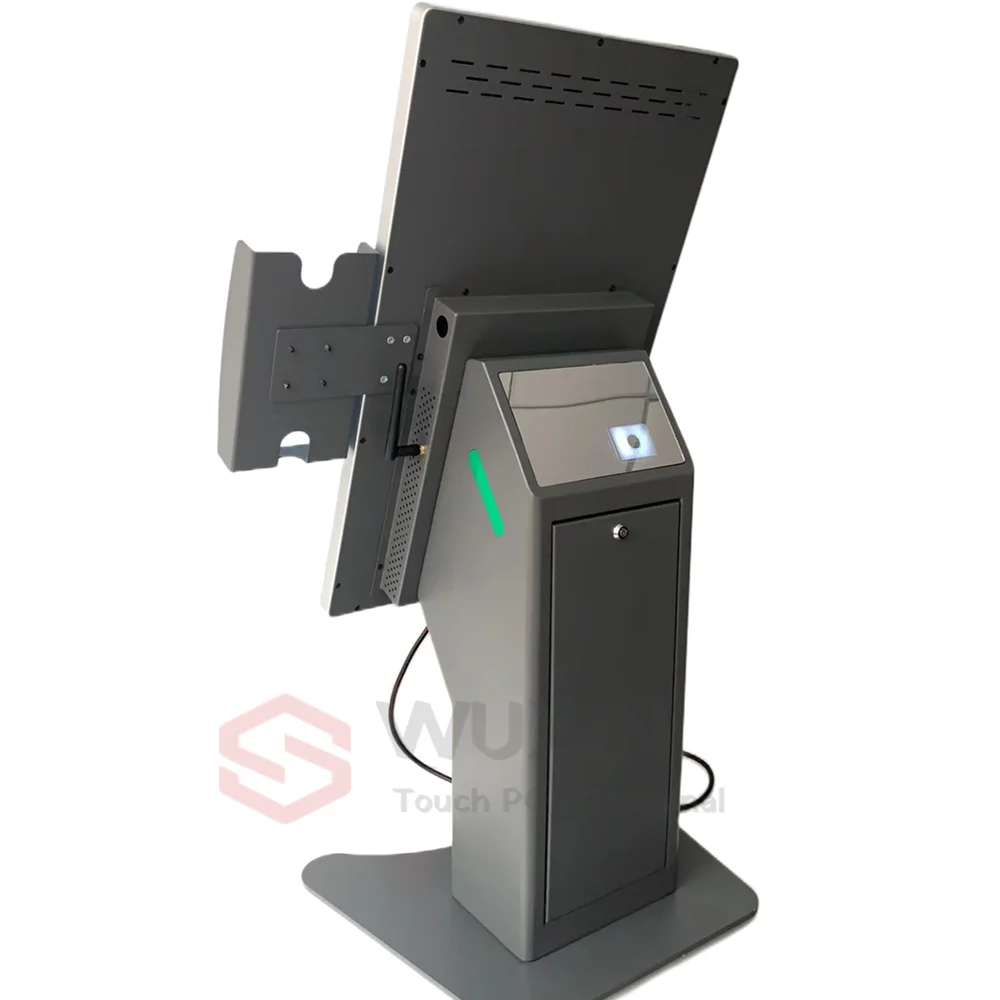 WUXIN 21.5 27 24 inch nfc reader  kiosk price  Restaurant Desktop touch screen self serving payment terminal self checkout kiosk
