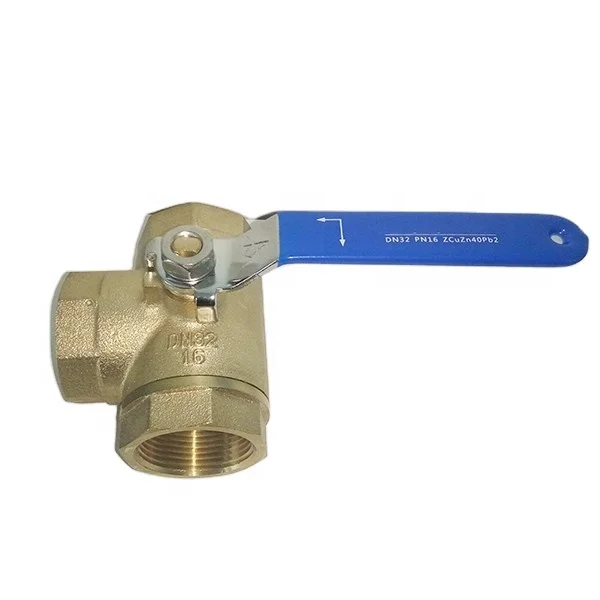 Low Price DN32 3 way Brass Ball Valve with handle lock