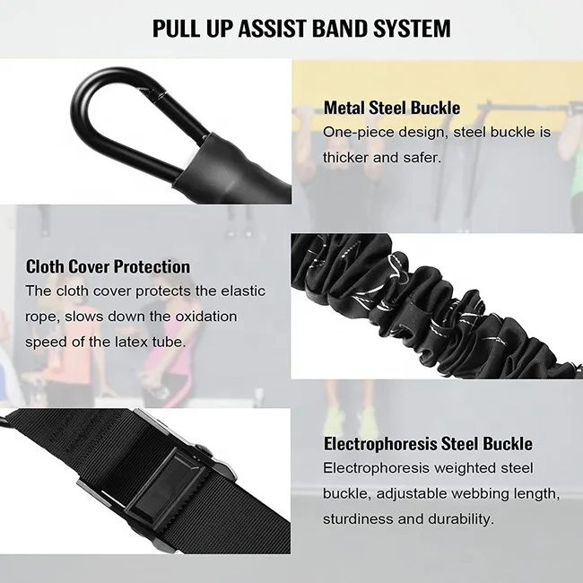 Pull Up Assist Band System with Handles, Door Anchor, Leg Sponge Pad for Strength Workouts Training