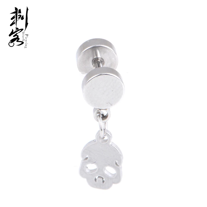 316L Surgical Steel Fake Ear Expander with Skull Fake Ear Plug