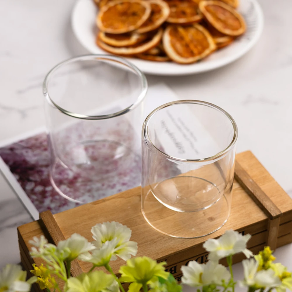 Custom Luxury Design Double Class Holder Candle Container Cylinder Glass Candle Jar for Scented Wholesale Candle Making Supplies