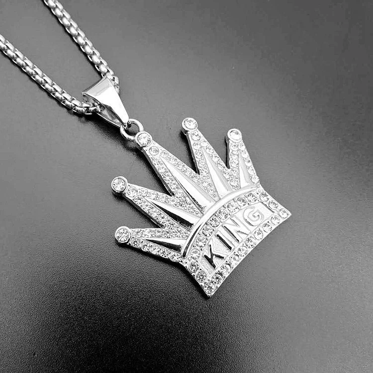 Невыцветающее ювелирное изделие с покрытием из поливинилхлорида 18K кулон короны нержавеющей стали индивидуальное ожерелье бриллиантами для мужчин