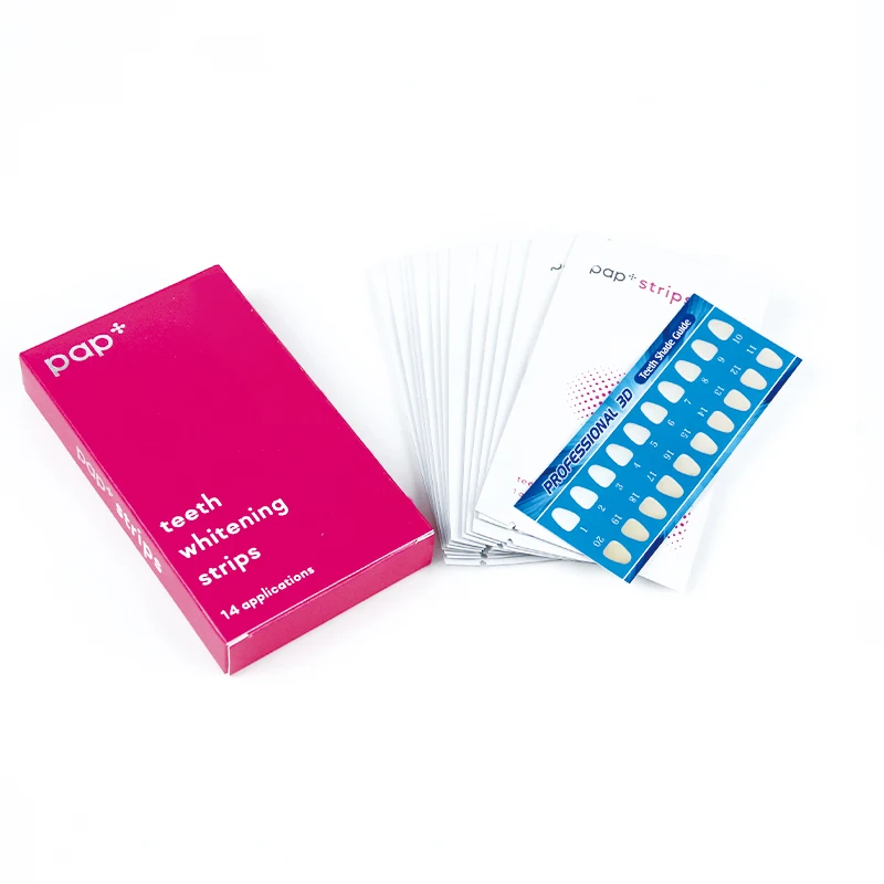 14 Pcs 100% Effective Non Peroxide Activated Customize Logo PAP Teeth Whitening Strips Private Label Whitening Strips Kit