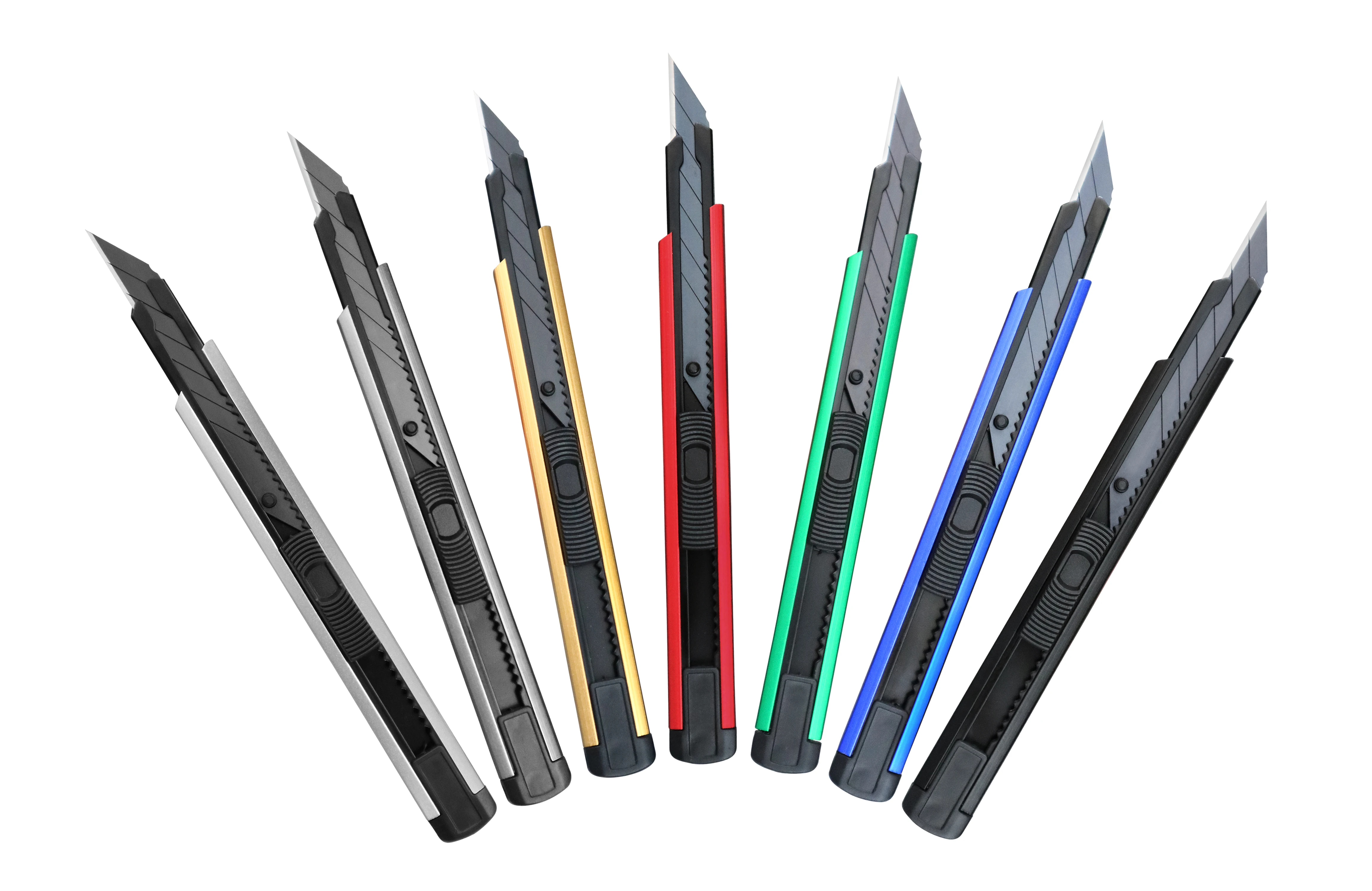 Aluminum Alloy Utility Knife Lockable 30 Degree Black 9MM Snap Off Blade Box Cutter Razor Knife