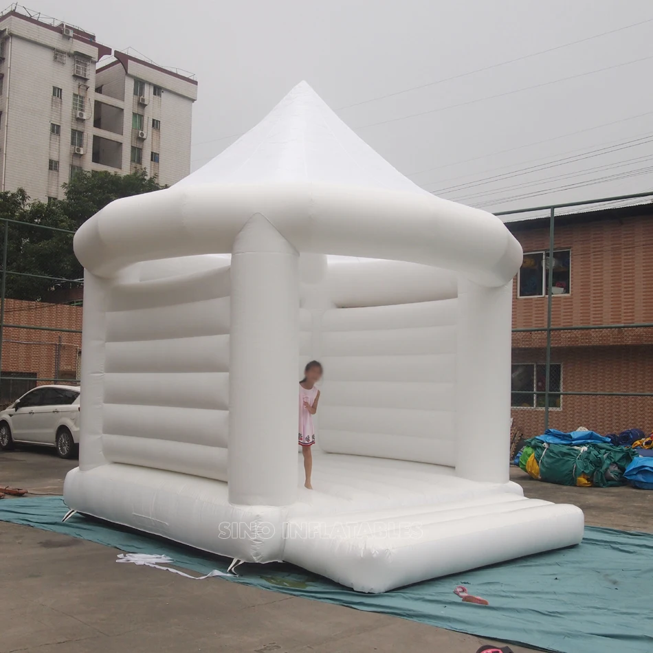 Коммерческие взрослые свадьбы белый батут замок для свадебных вечеринок с верхней крышей от надувной фабрики Guangzhou