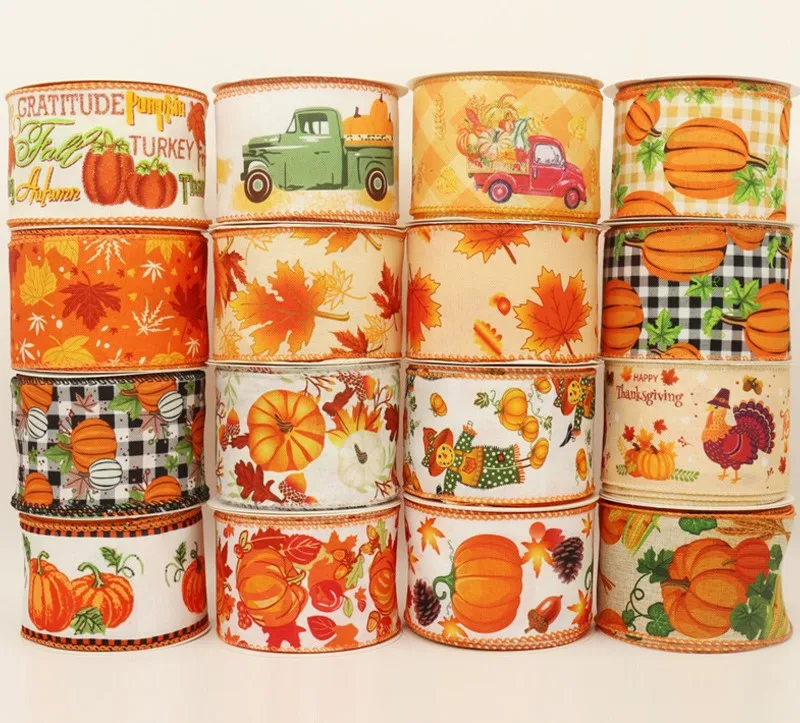 Christmas Thanksgiving Ribbon Fall harvest Themed series Ribbon Harvest Pumpkin Ornament ribbon