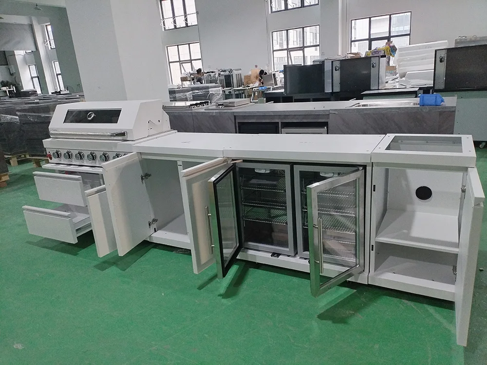 2024 Customized Modern Modular Outdoor Kitchen BBQ Island with Grill and Fridge Equipment for BBQ
