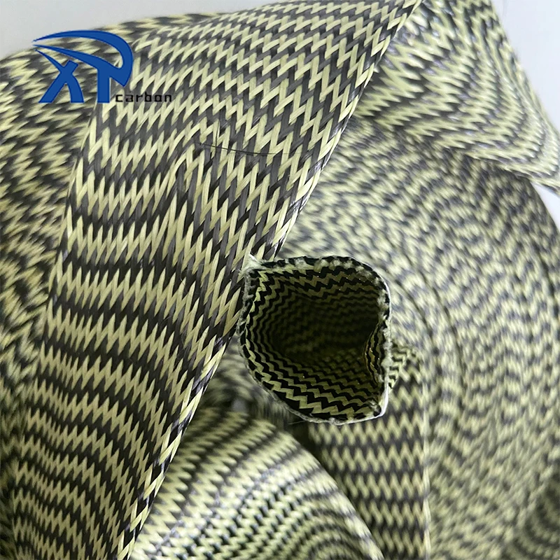 China Supplier high strength carbon kevlars aramid knit fiber braided cable sleeve50mm