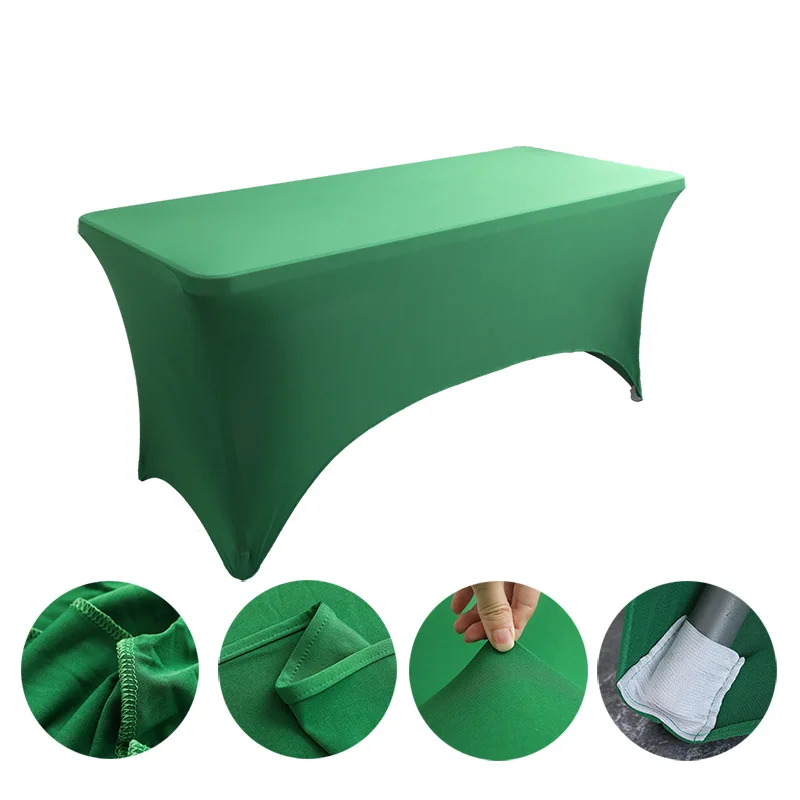 Ins wind high-end hotel restaurant wedding banquet decoration solid color polyester square tablecloth elastic table cover