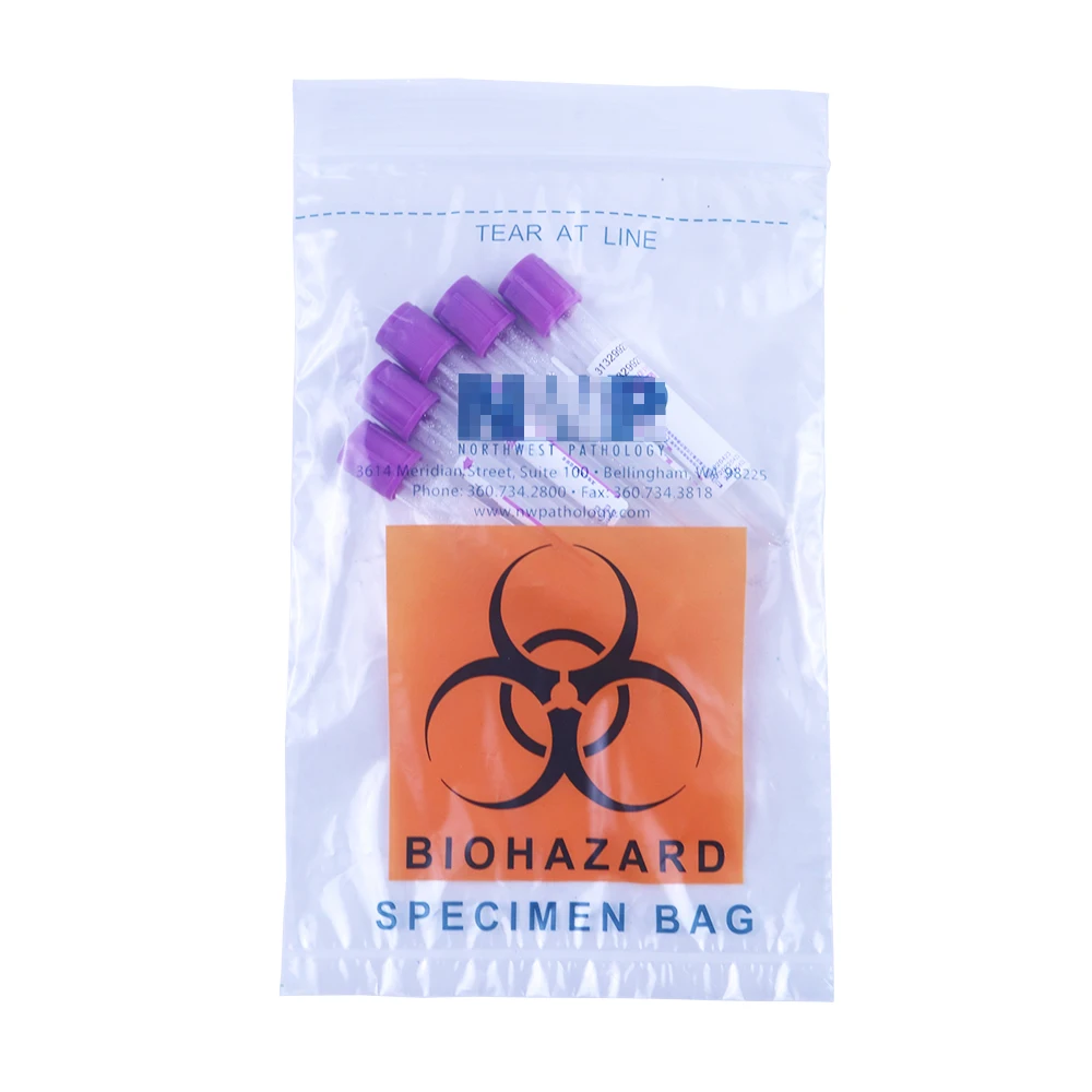 Disposable Red 95Kpa Laboratory Ziplock Specimen Biohazard Plastic Bags With Pouch