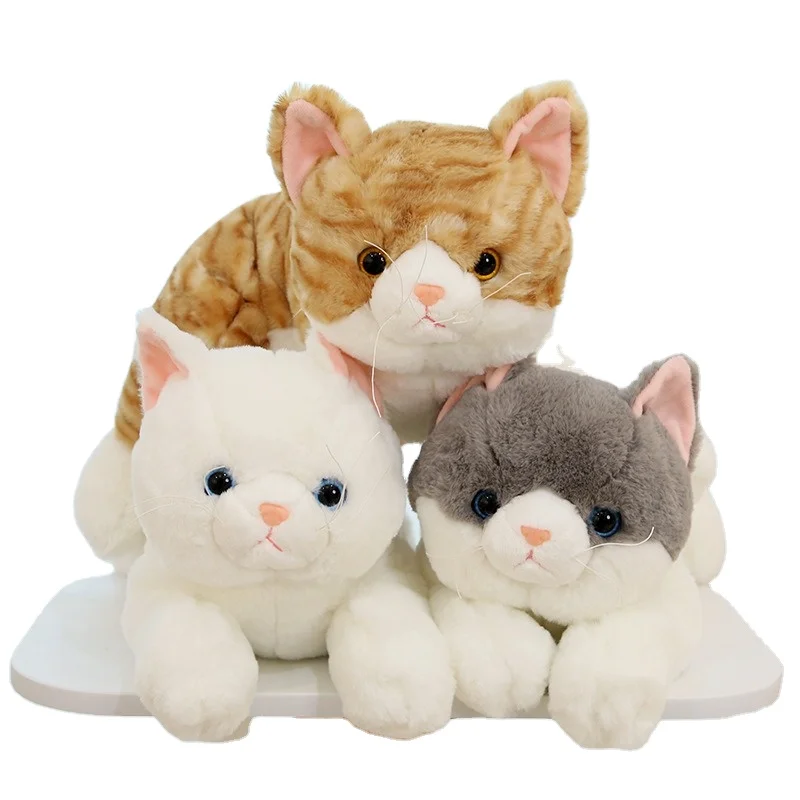 Custom Simulation Lifelike Cat Plush Toy Soft Kawaii Cotton Animal Stuffed Toy with PP Filling Free Azo