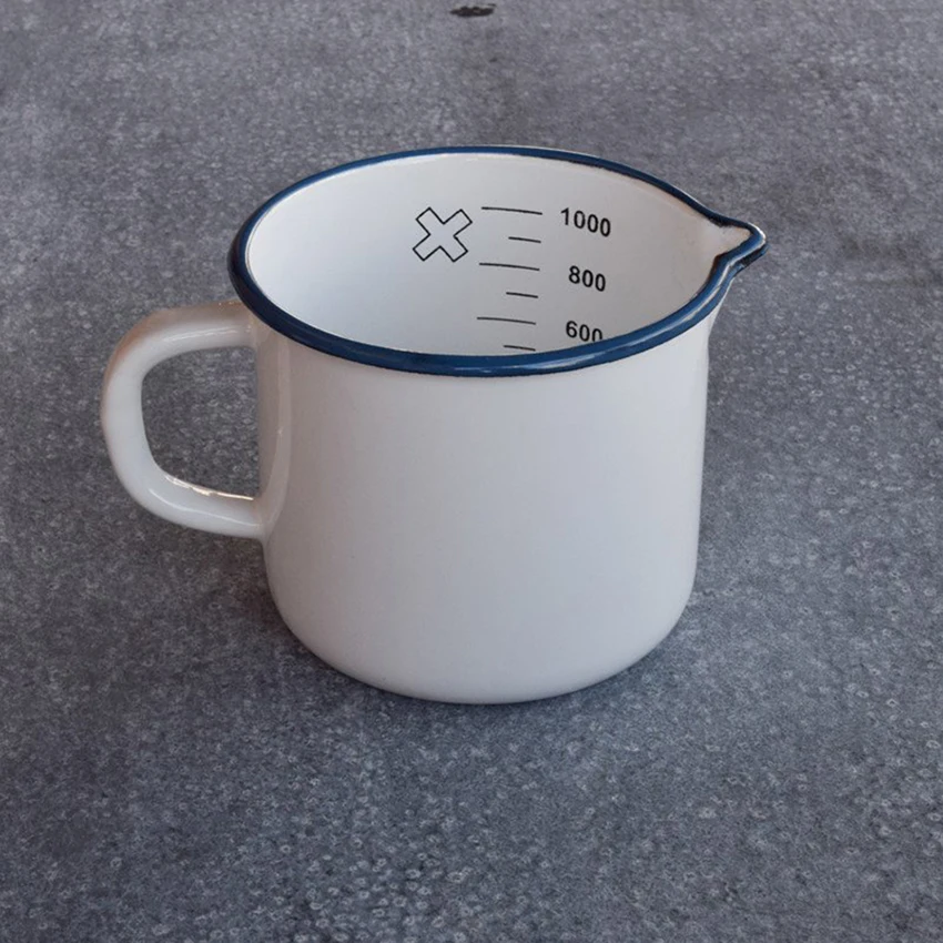 Custom 50ml white ceramic enamel metal steel 7cup measuring cups