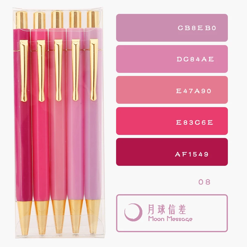 Custom Logo Pastel Gold Hexagon Plastic Ball Pen, Colorful Pen Sets for Office, Hotel, School, Ink Pens for Women, Men