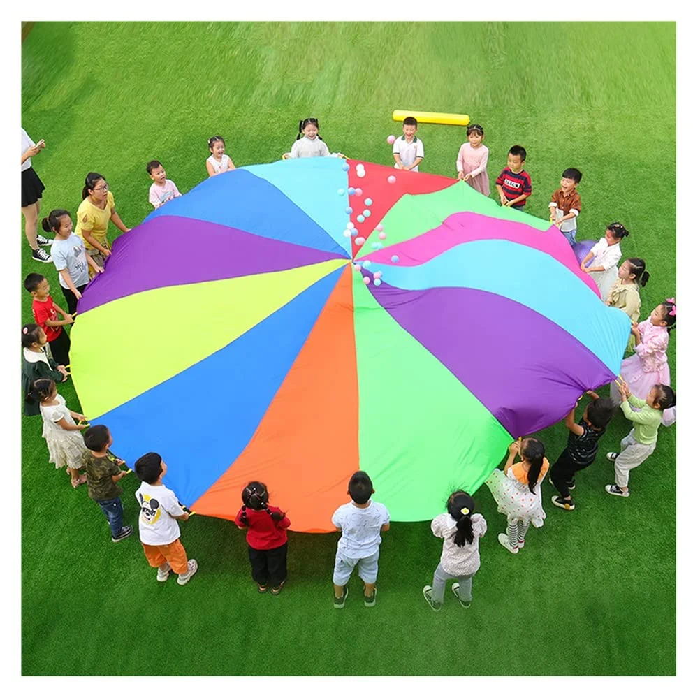 Children Promotional Rainbow Children Play Parachute Play Parachute For Kids Outdoor Activity Play Parachute