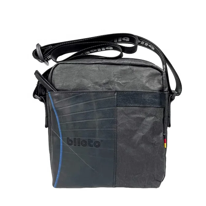 Personalized tire leather splicing kraft paper shoulder bag Multi-functional storage crossbody bag