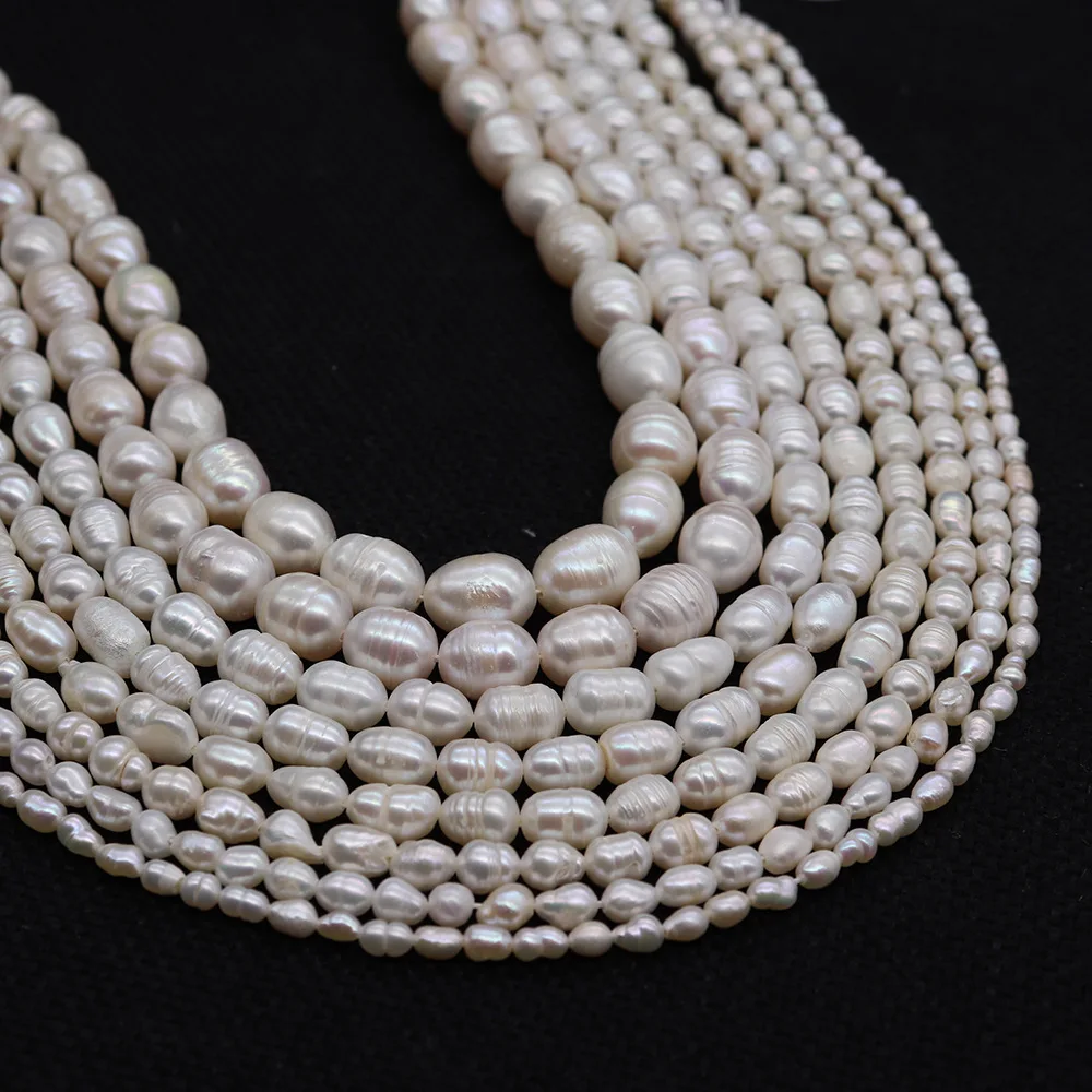 JC crystal wholesale fresh water pearl beads strands rice beads 2mm-13mm  threaded pearl DIY for  jewelry making