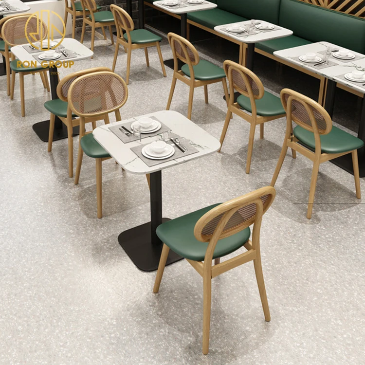 Coffee shop fast food square commercial cafe marble leather restaurant bench sofa furniture booth seating table and chair set