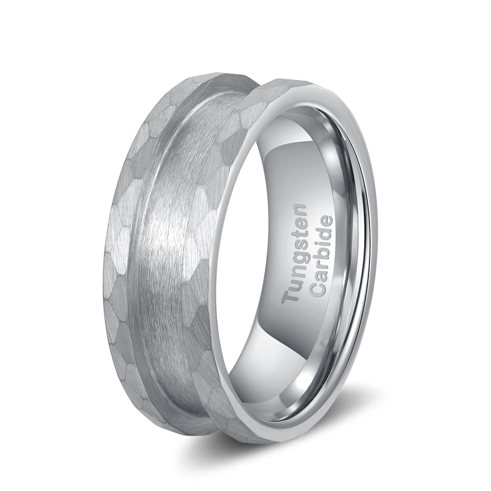 POYA оптовая продажа 8 мм молоток из карбида вольфрама пустое кольцо для инкрустации матовая отделка