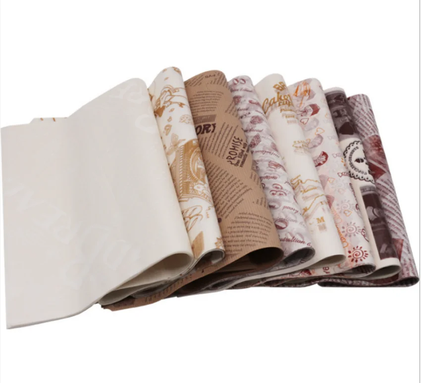 Custom Hamburger Packaging Tissue Sandwich Greaseproof Food Grade Wax Paper Wrapping Grease Proof Paper