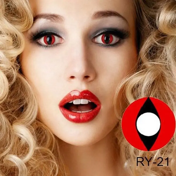 Best popular beautiful red crazy eyes cat circle contact lenses wholesale for Halloween (1600554078228)