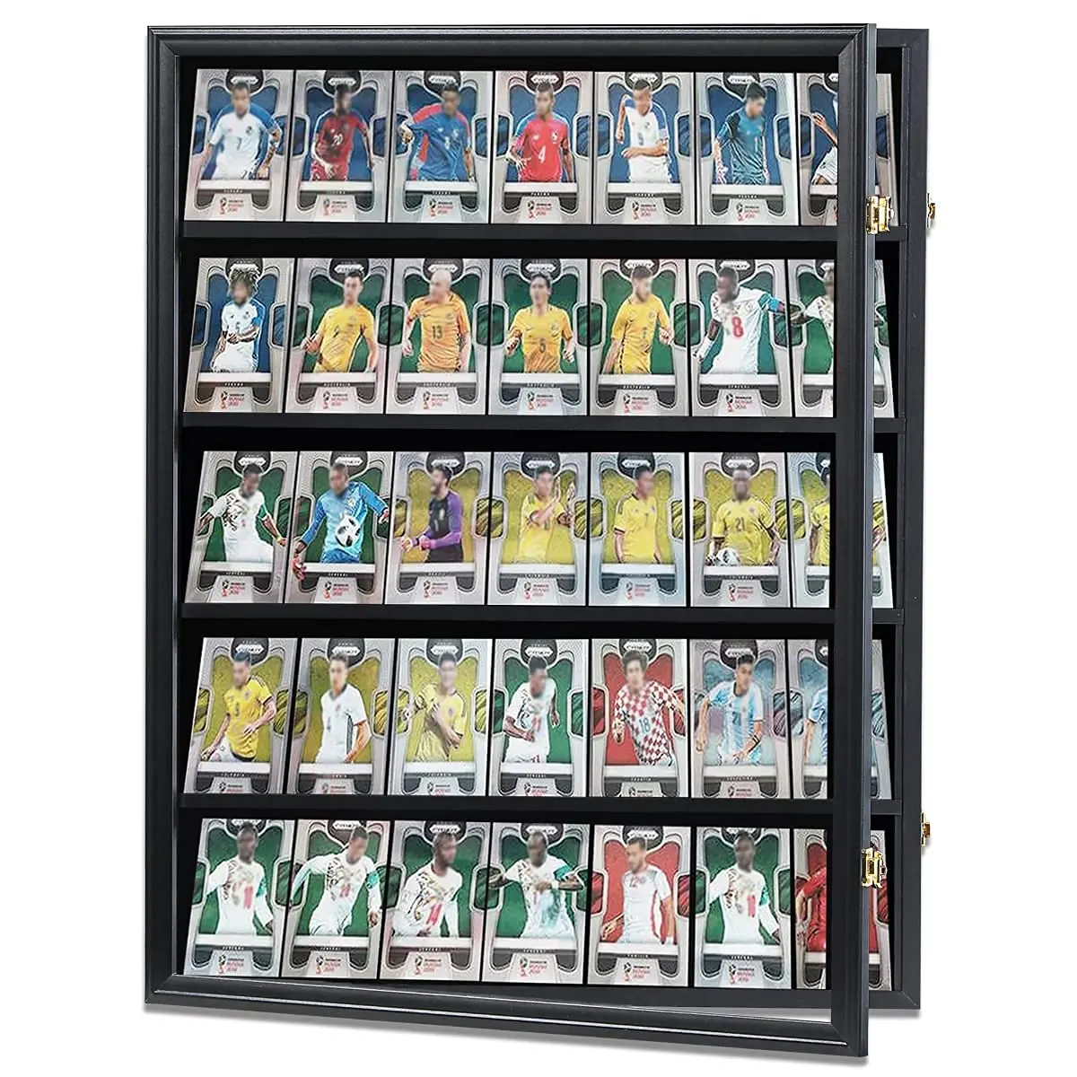 Baseball Card Display Case Vertical Wall Mount Cabinet 35 Graded Sports Card Display Frame with 98% UV-Anti Acrylic