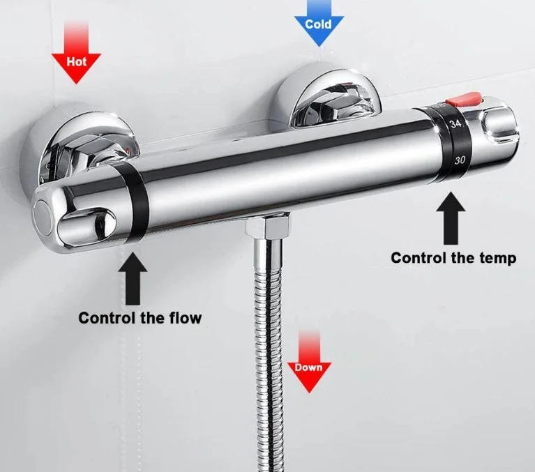 Modern Wall Mounted Brass Shower Thermostatic Faucet Thermostatic Shower Mixer Water Valve Diverter Bathroom Bidet