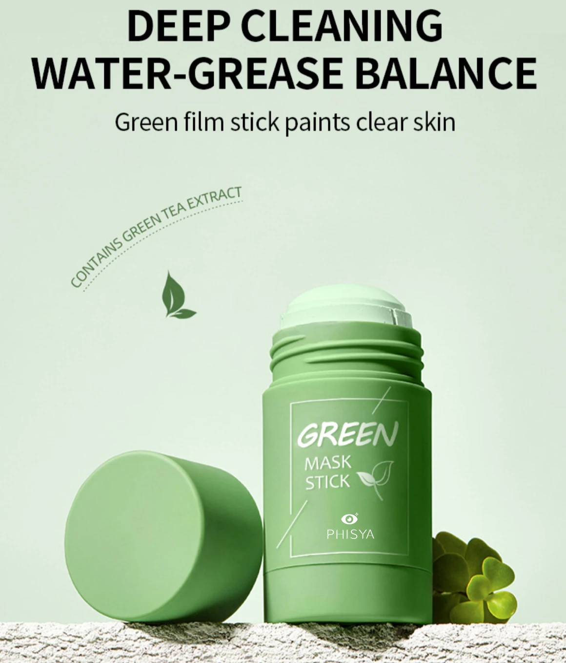 Customized Logo Green Tea Eggplant Deep Cleanse Mud Mask For Fighting Acne Pimples Makeup Removal Facial Mask Stick