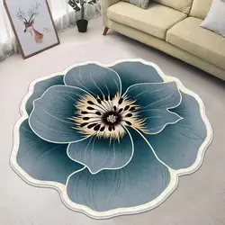 Washable Toilet Bath Mat Absorbent Non-Slip Thick Soft Floor Bathroom Sink Commode Contour Fluffy Rose Shape Bathroom Print Rug