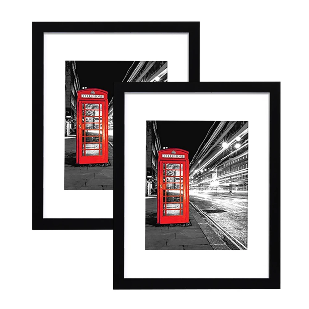 wood 11x14 Black Picture Frame - Made to Display Pictures 8x10 with Mat or 11x14 Without Mat