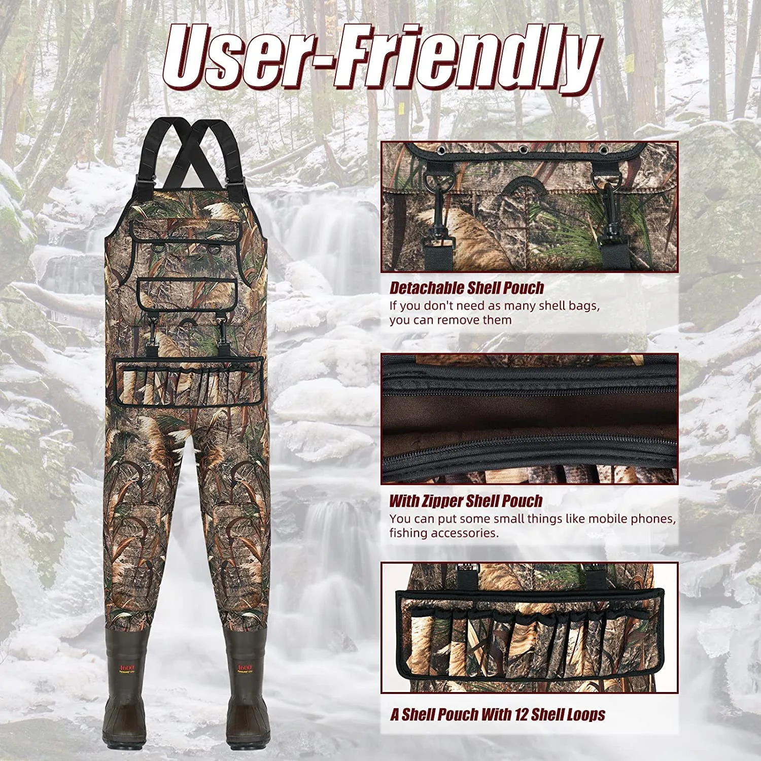 Chest Fishing Waders Lightweight Bootfoot Camo Waterproof  Breathable Waders for Men Women Duck Hunting