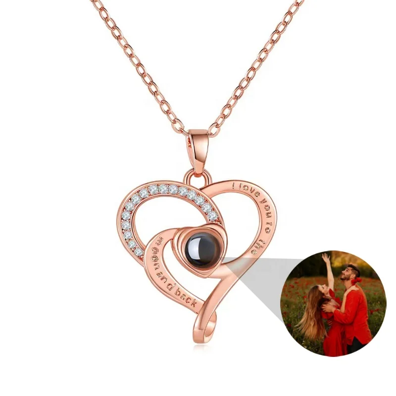 Fashion Love Knot Necklace Custom Photo Projection Necklace 2024 Shopify Drops-hipping Jewelry 100 Language I Love You Necklace