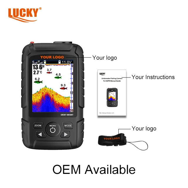 Lucky fishing equipment portable fish finder FF718LICD-LAT 2.8inch colored Dot-Matrix Display LA wireless sensor transducer