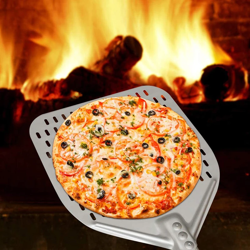 Custom Perforated Anodized Aluminum Stainless steel Pizza Spatula Transfer Tray Lifter Shovel Paddle Peel