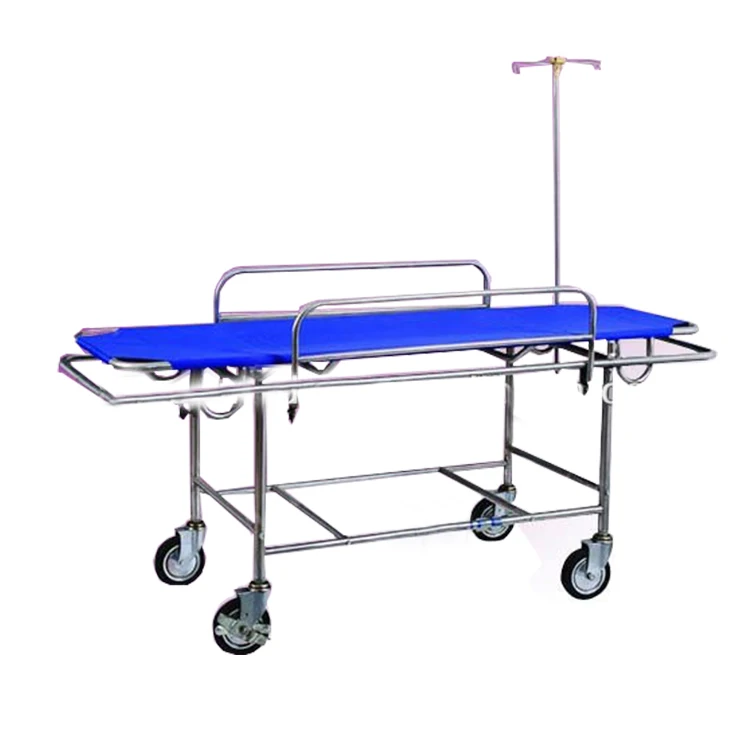 Folding medical stainless steel folding emergency trolleys bed for hospital