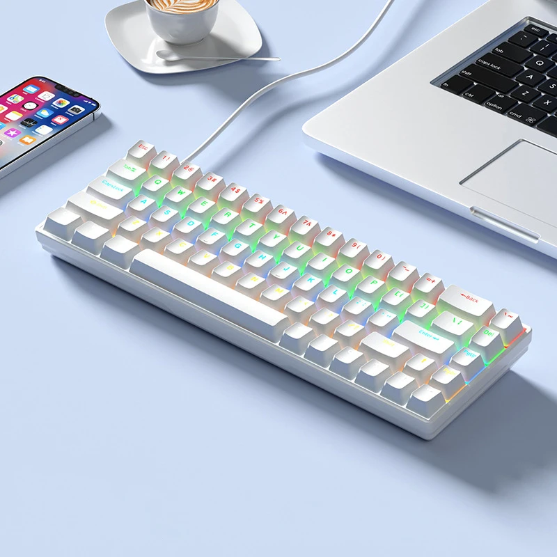 low price Mechanical Desktop diy Custom wireless electronics rechargeable notebook pc 68 key wired mini backlit gaming keyboard