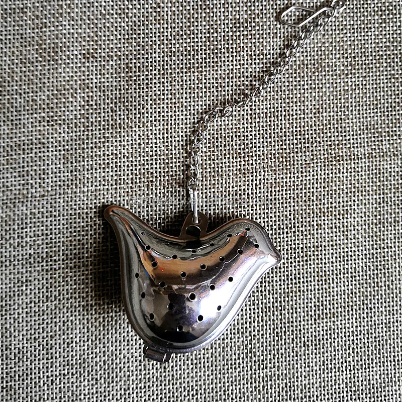 Wholesale 304 Stainless Steel Tea Filter Strainer Bird Shape Loose Leaf Tea Infuser With Chain