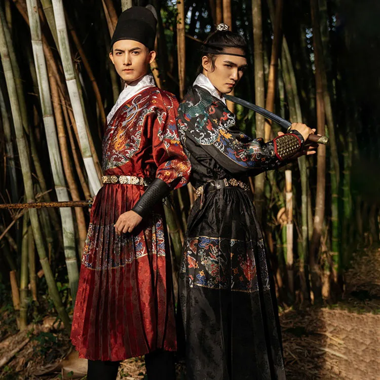 Мужской костюм Hanfu в традиционном китайском стиле династии Мин с летающими рыбками мужская одежда модная традиционная