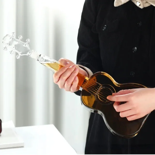 High Borosilicate Glass Wine Bottle Guitar Violin Decanter Wine Set Thickened Transparent Craft Decanter Bottle Decoration