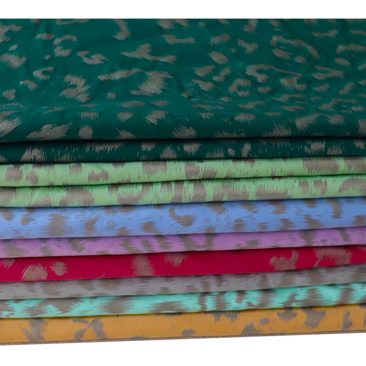 Custom Leopard Printed Spandex Fabric 40 D Width 63' Weight 230 G Nylon 75% Spandex 25% Knit 4 Way Stretch Yoga Fabric