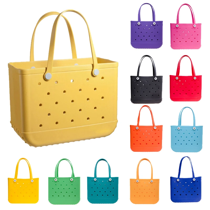 Women  Rubber Silicone Large Shopping Basket Camping Waterproof Reusable Grocery  Handbag EVA Summer Bogg Beach Tote Bag